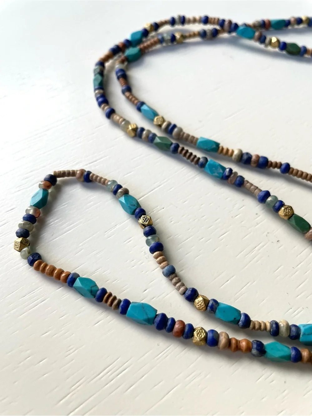 Chan Luu boho mixed beaded necklace faux turquoise - Picture 2 of 12